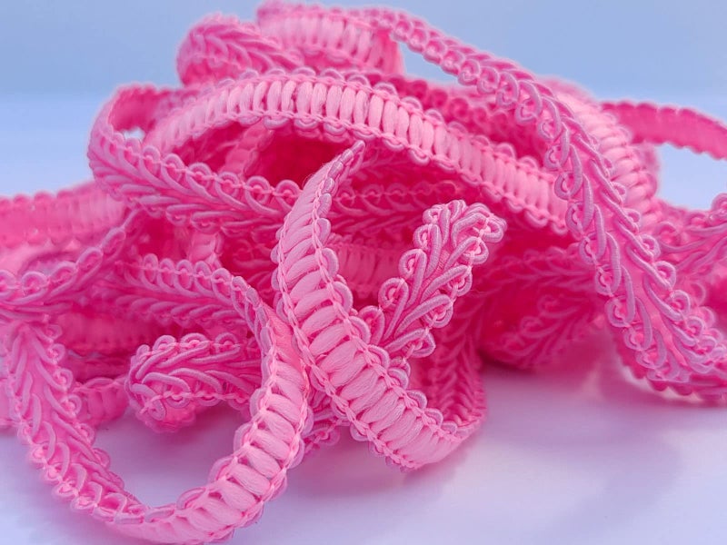 MONIDOOR 3/8 Inch Gimp Braid Trim 50 Yards for Upholstery Costume DIY Crafts (1326 Pink) - Image 2